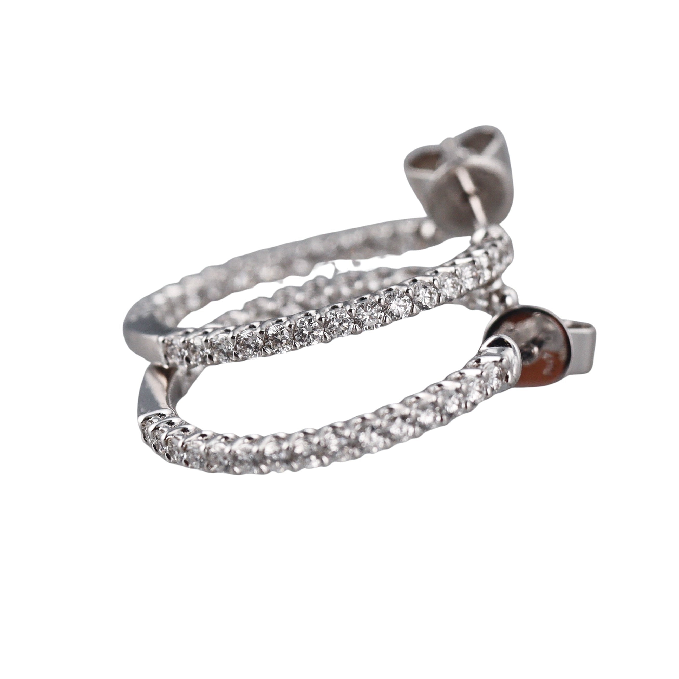 Memoire by Hearts on Fire 18k Diamond Woven Gallery Round Hoops Earrings