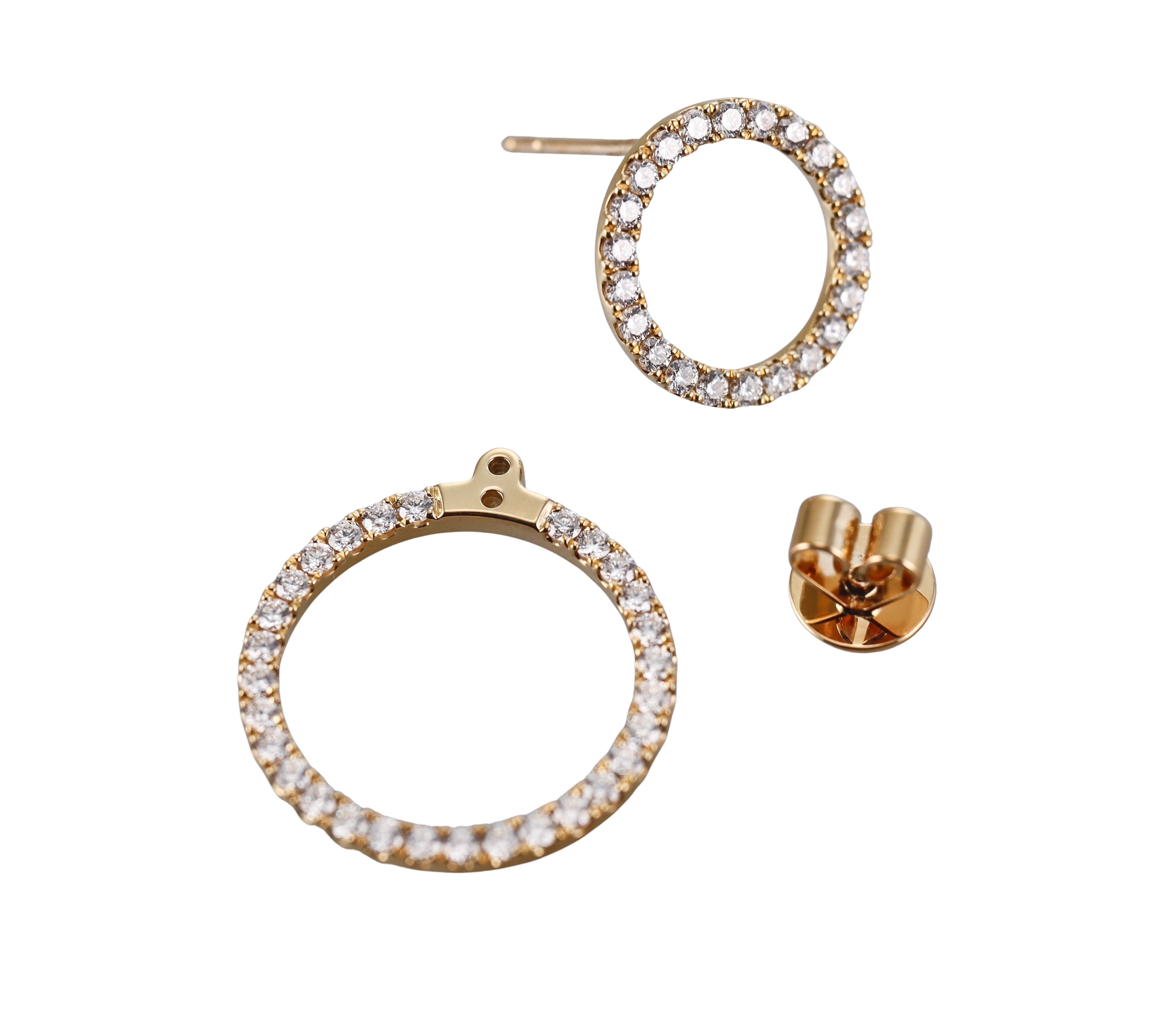 Memoire by Hearts on Fire 18k Gold Diamond Circle Jacket Earrings