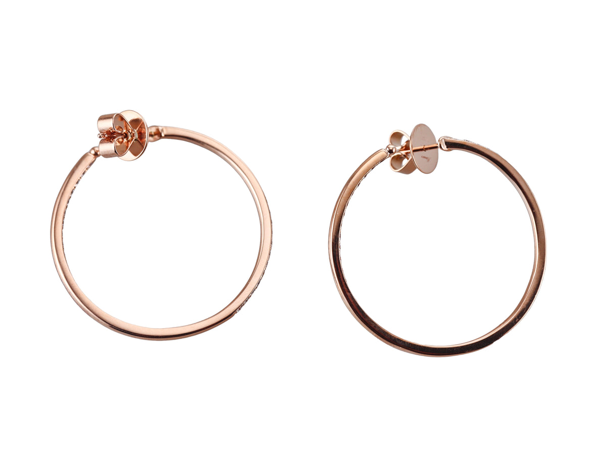 Memoire by Hearts on Fire 18k Gold Diamond Round Pave Hoops Earrings