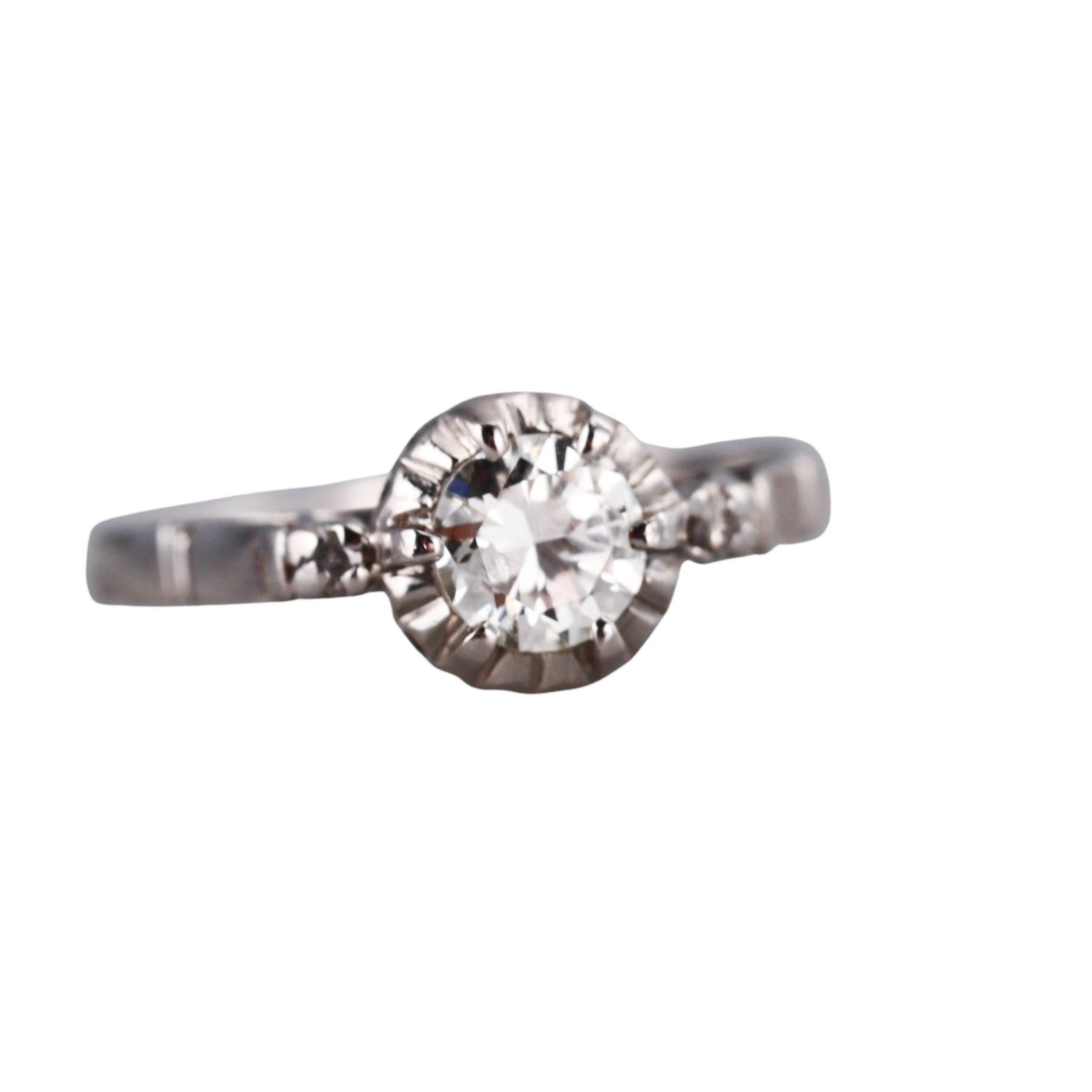Mid Century Platinum Diamond Engagement Ring