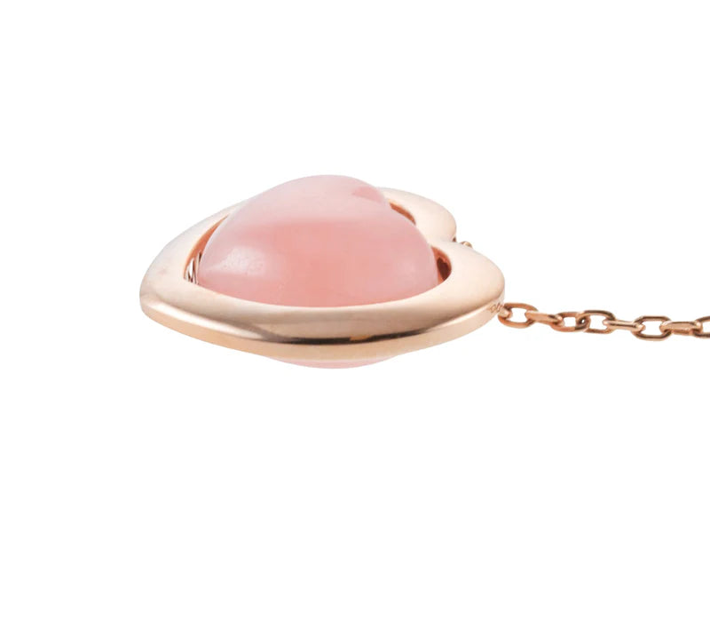 Mimi Milano Rose Quartzite Gold Heart Drop Earrings