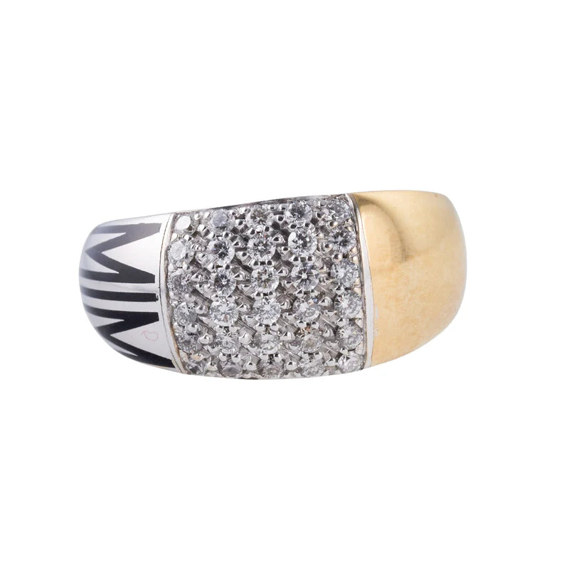 Mimi Milano Tam Tam Diamond Enamel Gold Ring