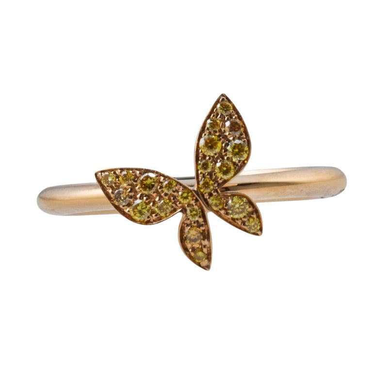 Mimi Milano  Farfalla Yellow Diamond Gold Butterfly Ring