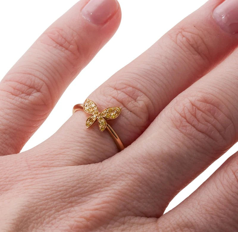 Mimi Milano  Farfalla Yellow Diamond Gold Butterfly Ring