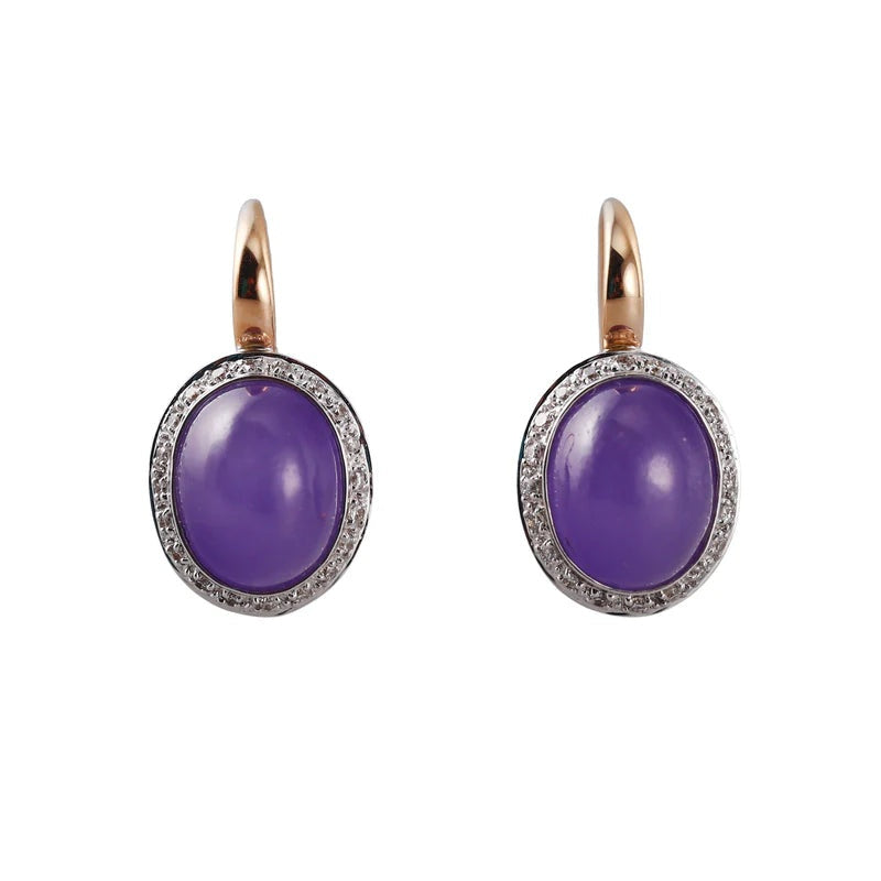 Mimi Milano Leela Lavender Jade Diamond 18k Gold Earrings