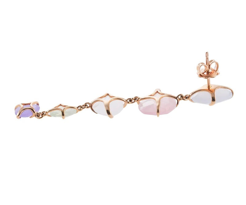 Mimi Milano  Mila Primavera Chalcedony Prehnite Rose Quartz Gold Drop Earrings