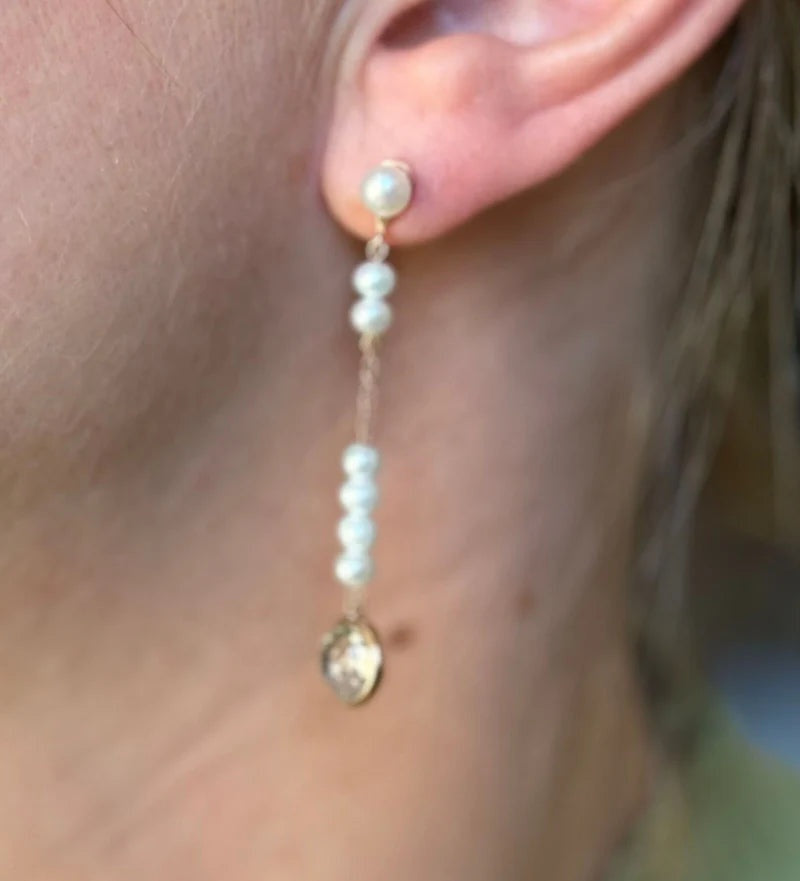 Mimi Milano Prasiolite Pearl Gold Drop Earrings