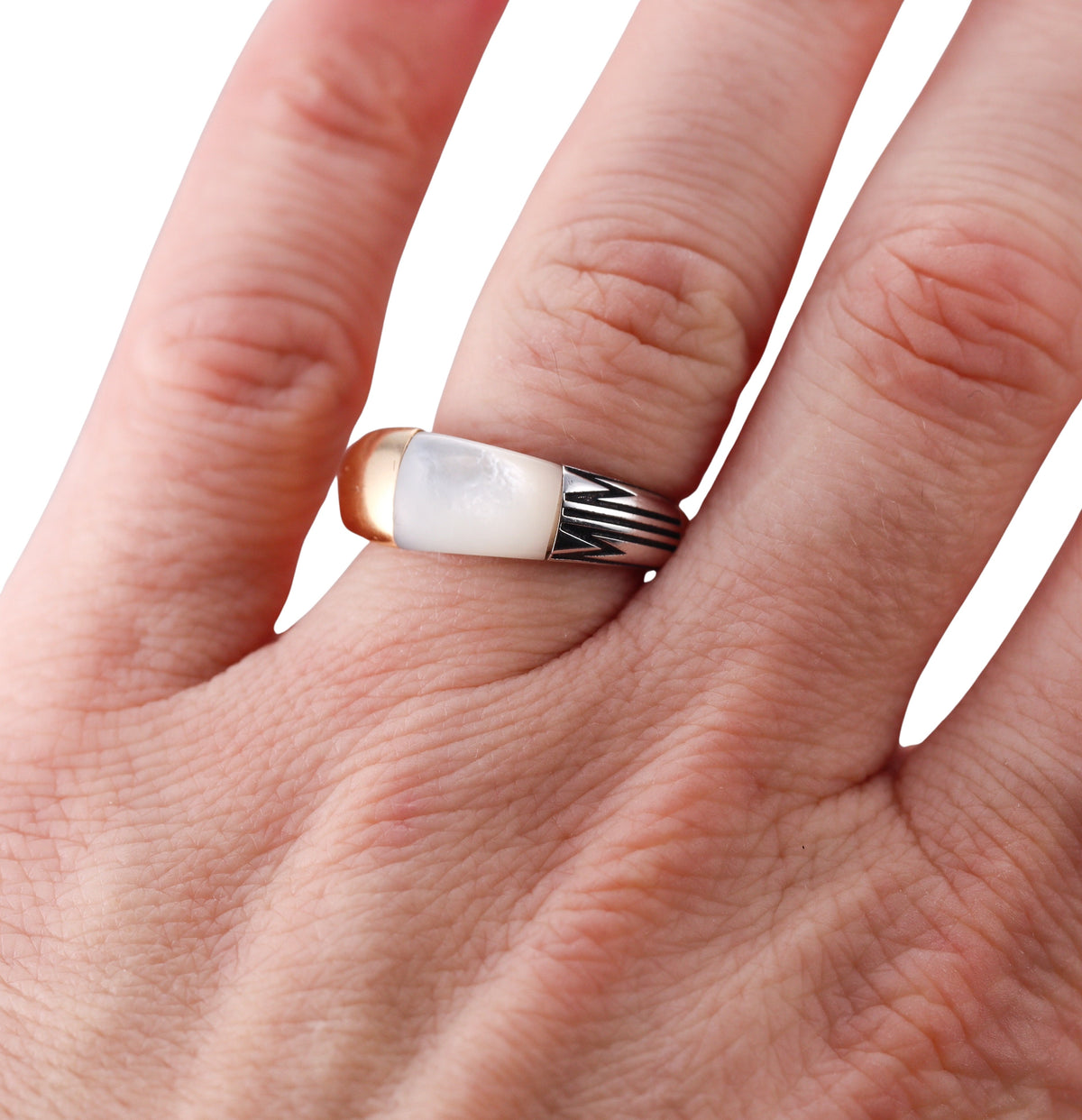 Mimi Milano Tam Tam MOP Enamel 18k Rose Gold Ring