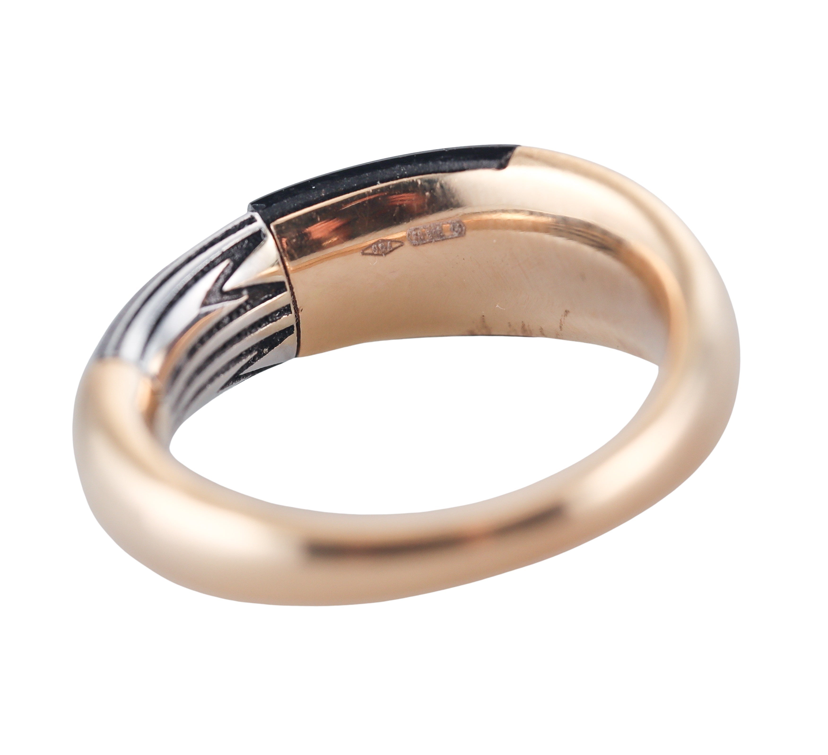 Mimi Milano Tam Tam Onyx Enamel 18k Rose Gold Ring