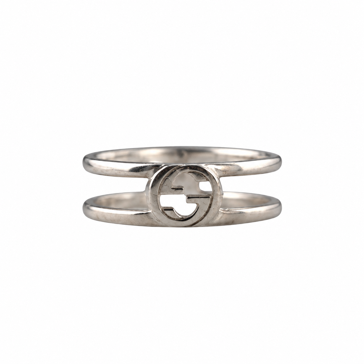 Gucci GG Interlocking G Sterling Silver 6mm Double Band Ring
