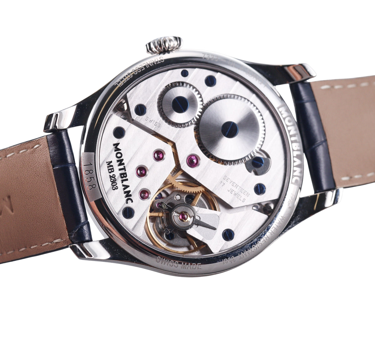 Montblanc Heritage 1858 Manual Wind Blue Dial Watch 113702
