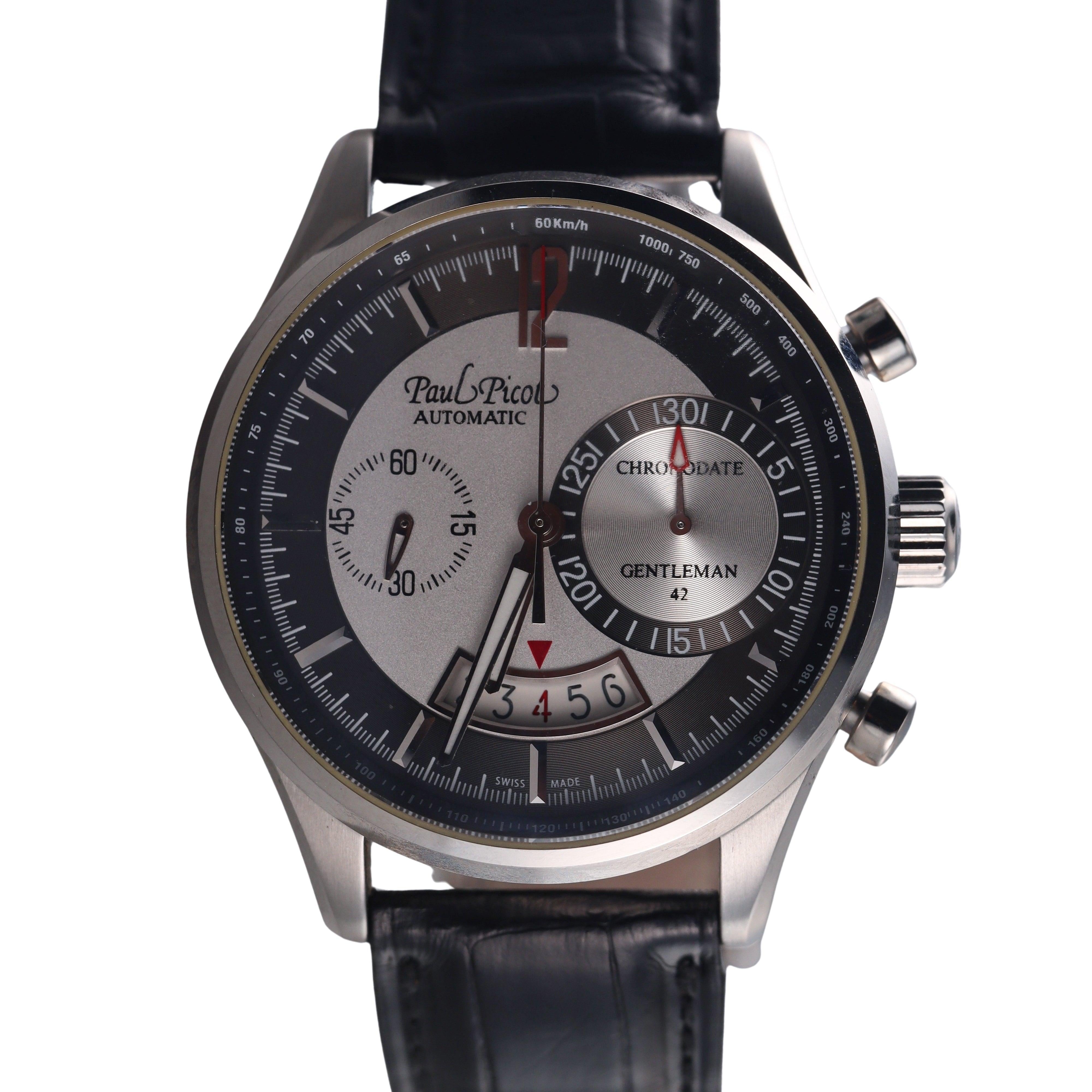 Paul Picot Gentleman 42 Chronodate Watch PBT2134-2 New Old Stock