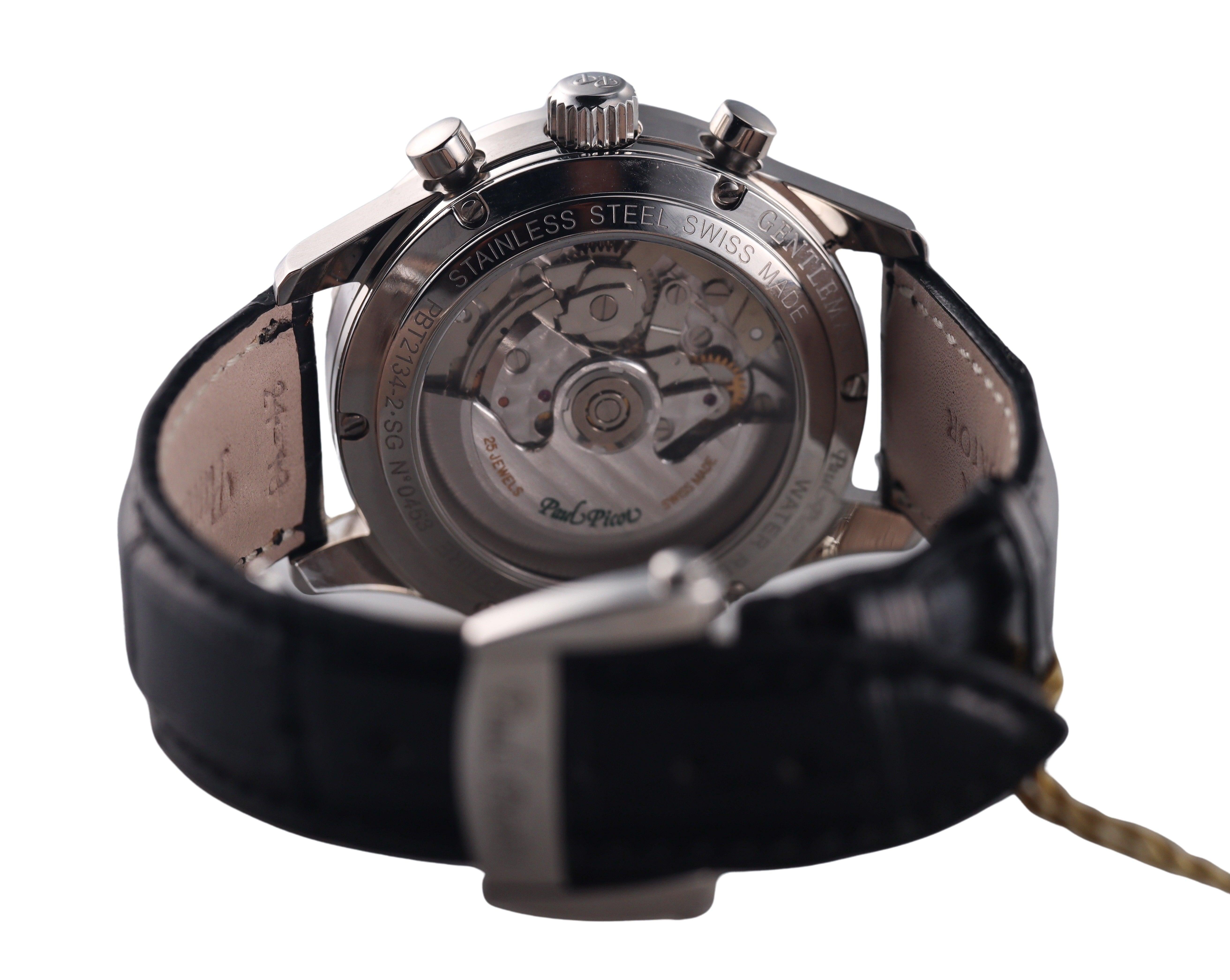 Paul Picot Gentleman 42 Chronodate Watch PBT2134-2 New Old Stock