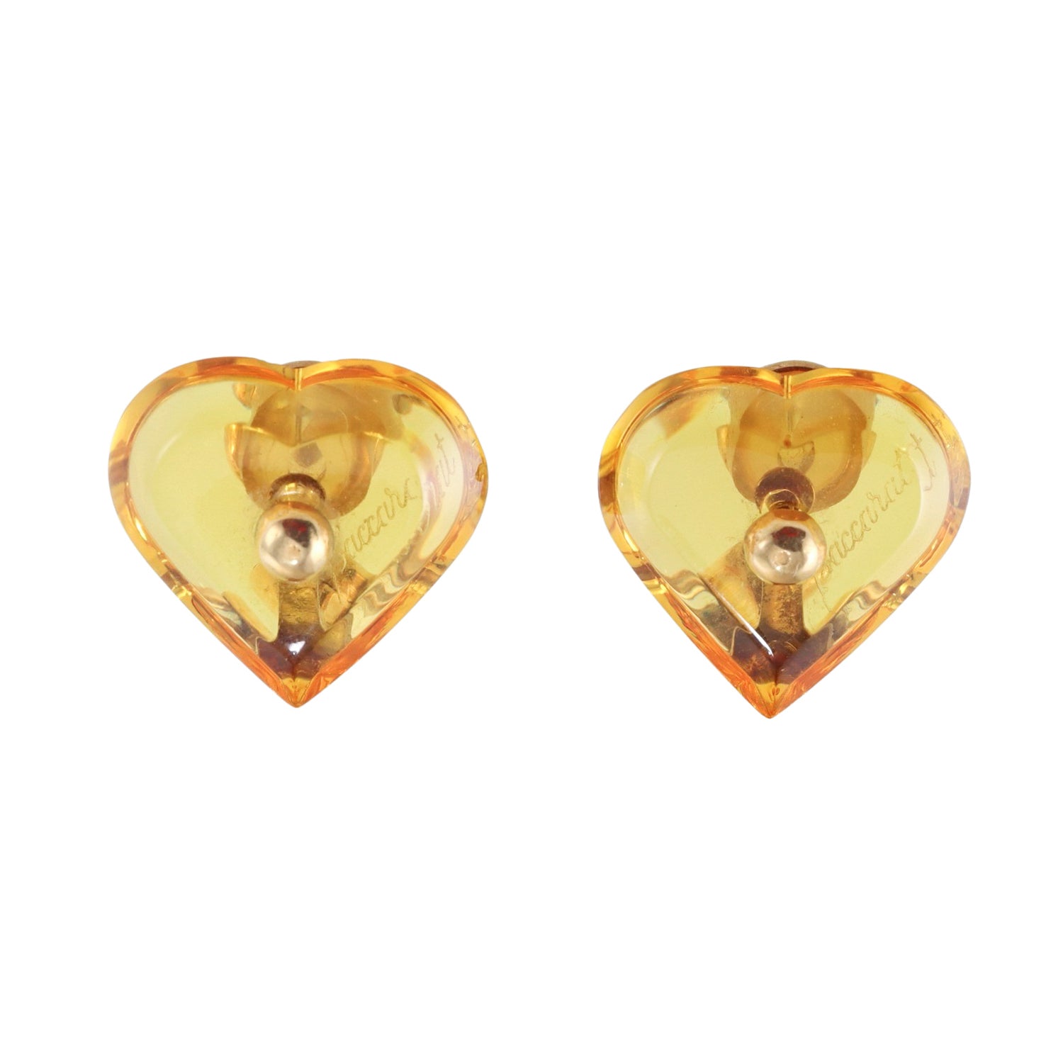 Baccarat 18k Gold Heart Crystal  Earrings OG-3274