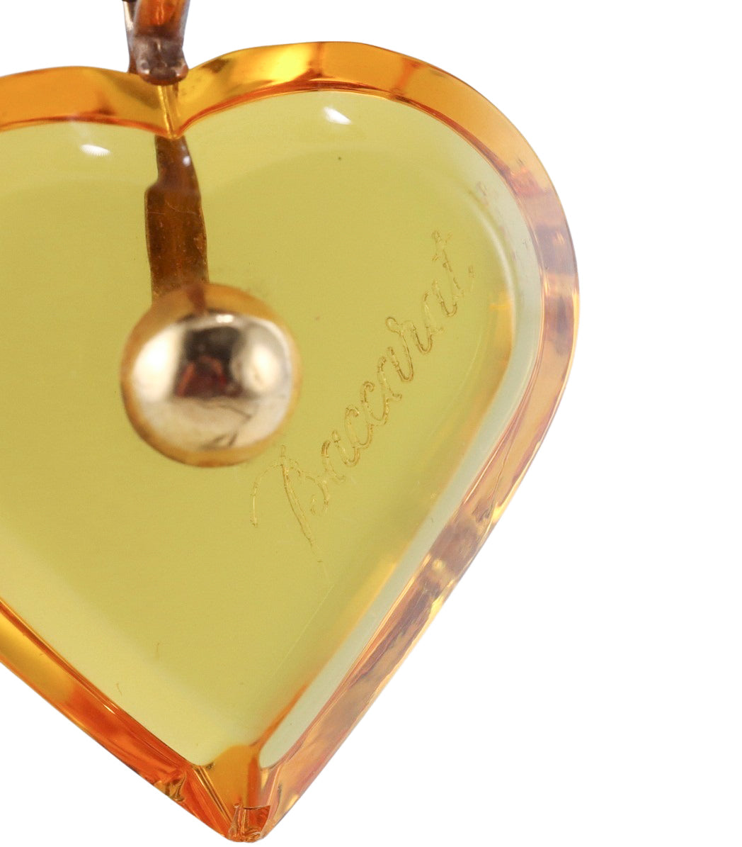 Baccarat 18k Gold Crystal Heart Pendant Necklace OG-3280