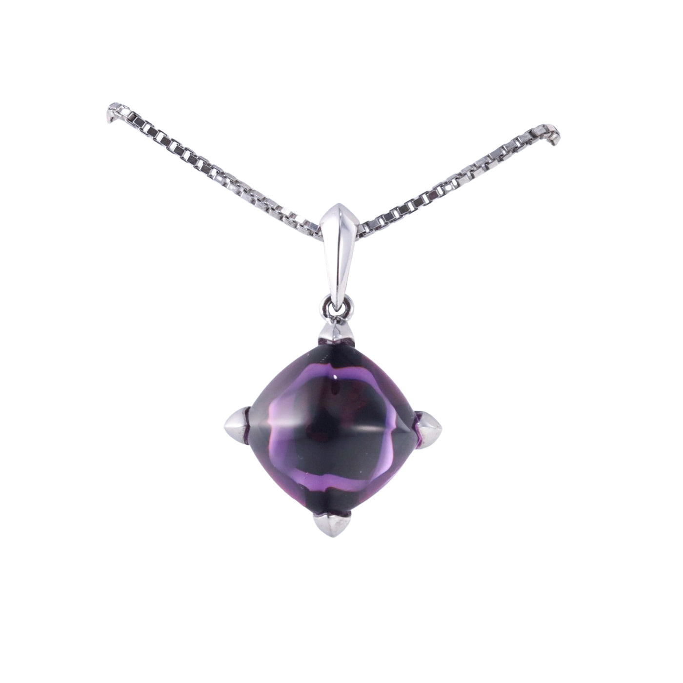 Baccarat Medicis Purple Crystal Sterling Silver Pendant Necklace OG-3285