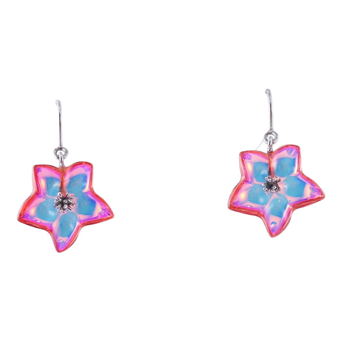 Baccarat Sterling Silver Pink Crystal Blossom Flower Earrings OG-3279