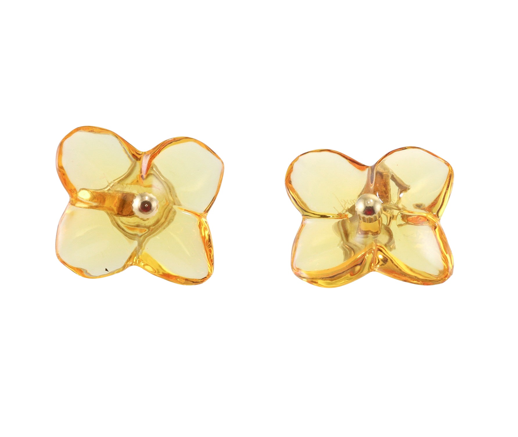 Baccarat 18k Gold Flower Crystal  Earrings