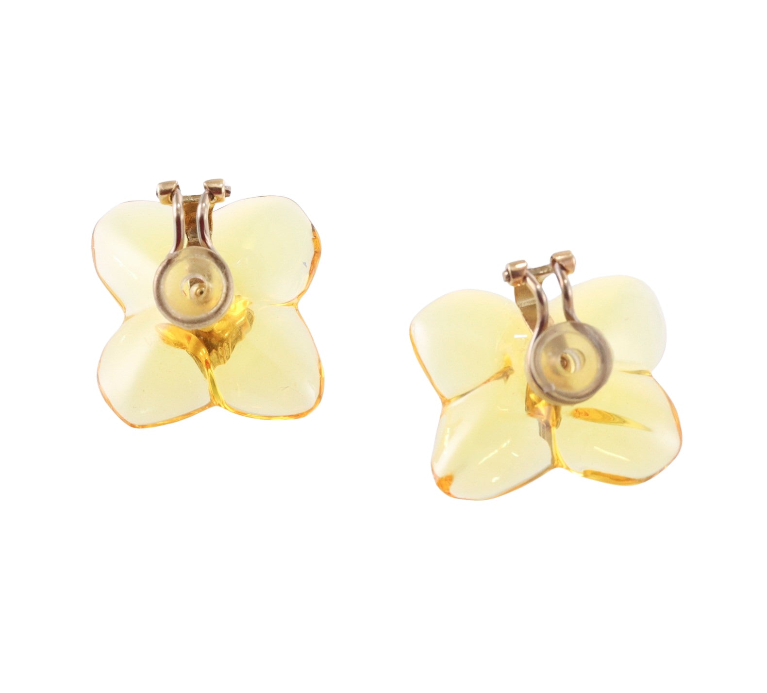 Baccarat 18k Gold Flower Crystal  Earrings