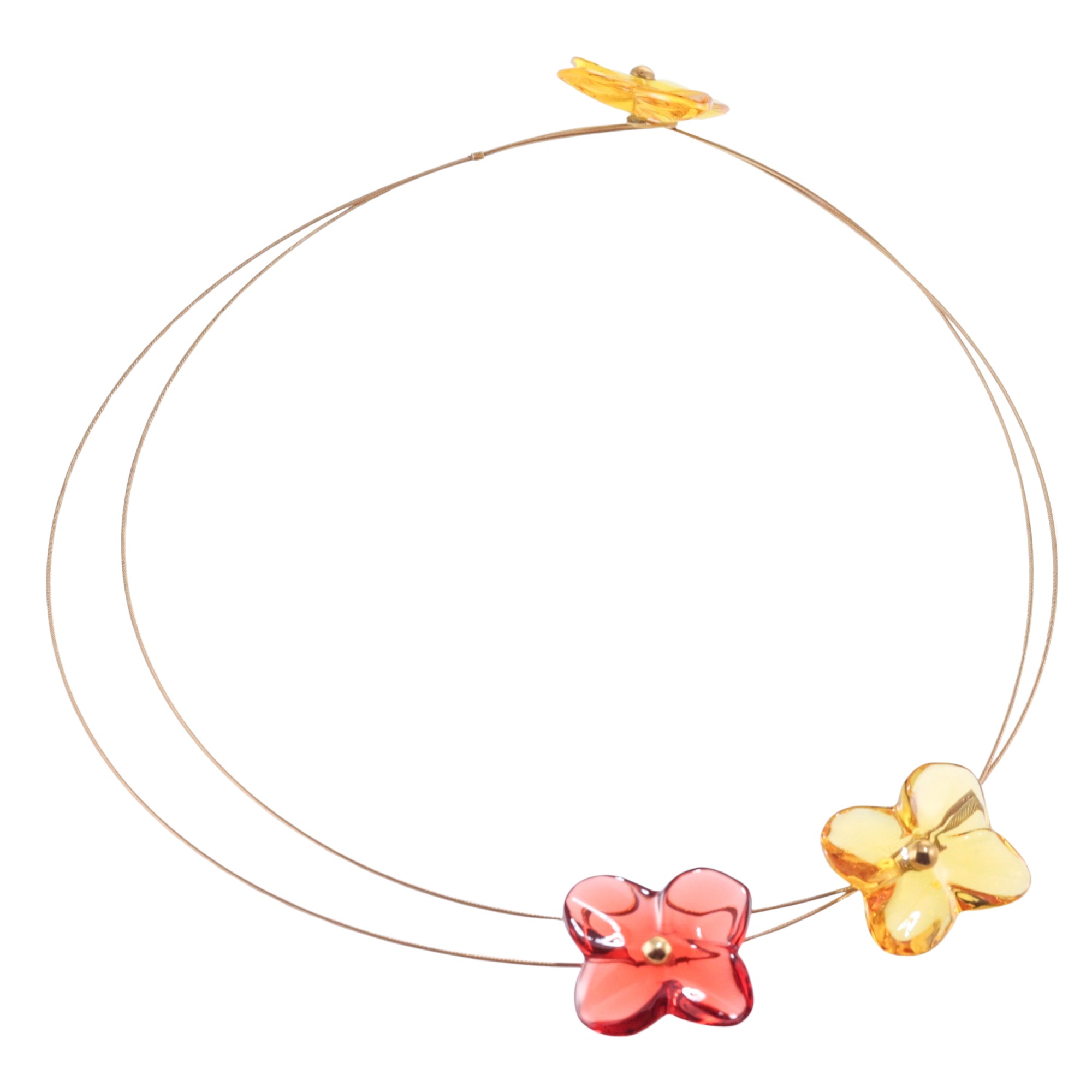 Baccarat Gold Hortensia Flower Crystal Necklace