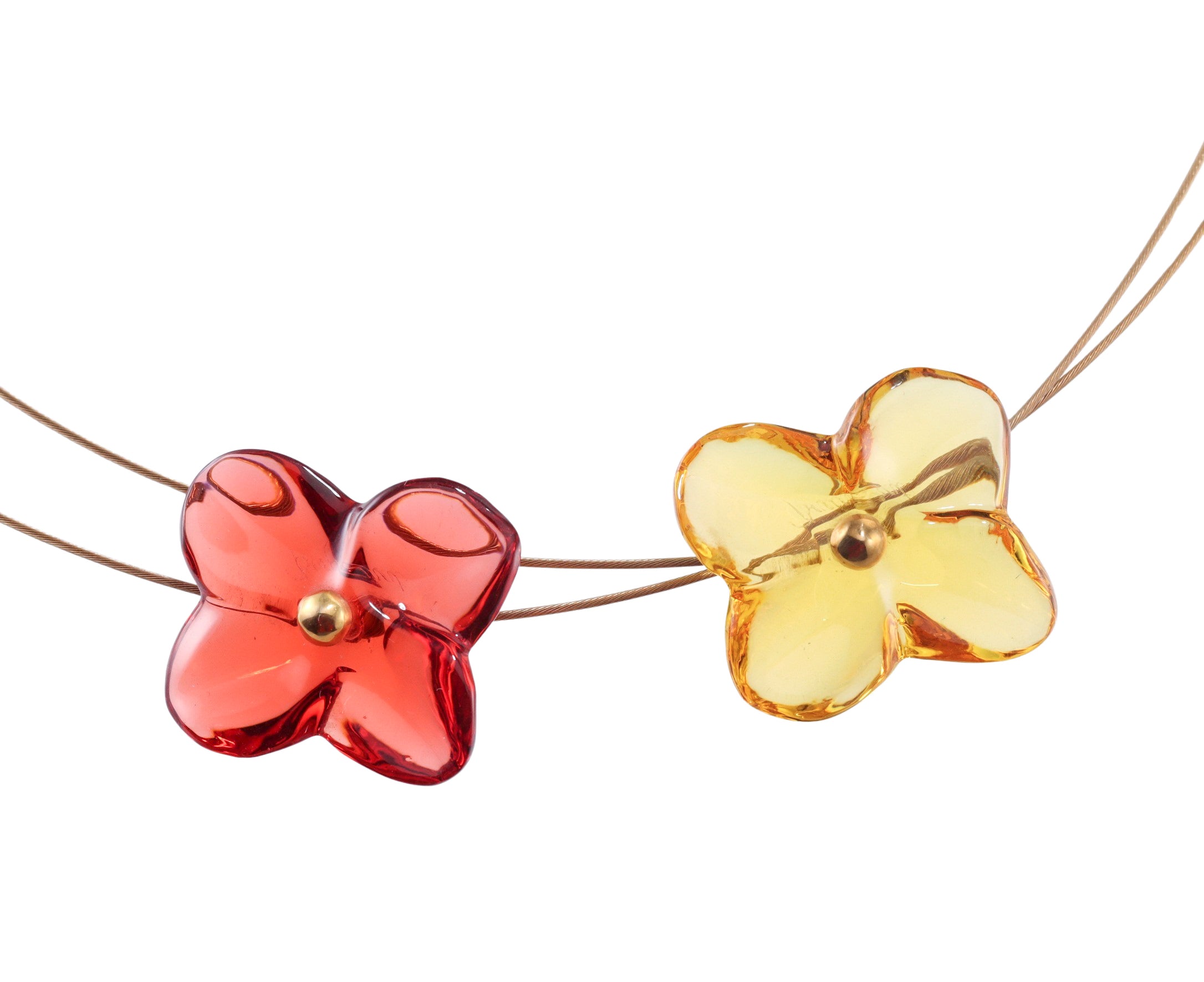 Baccarat Gold Hortensia Flower Crystal Necklace