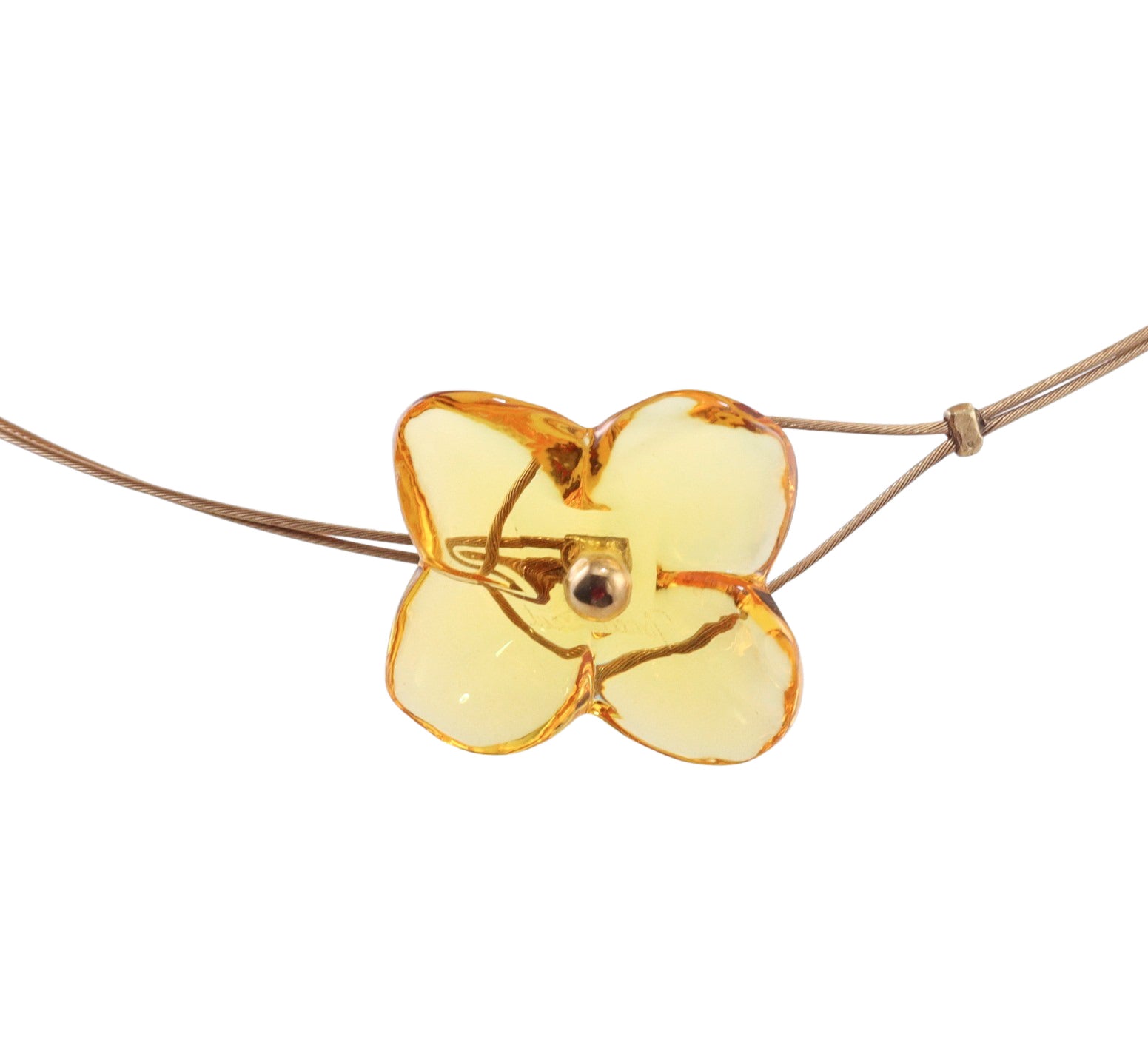 Baccarat Gold Hortensia Flower Crystal Necklace