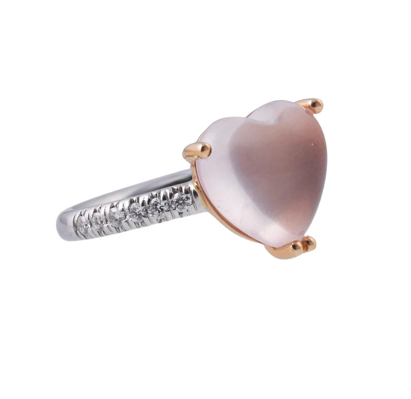 Mimi Milano Juliet Rose Quartz Diamond Gold Heart Ring