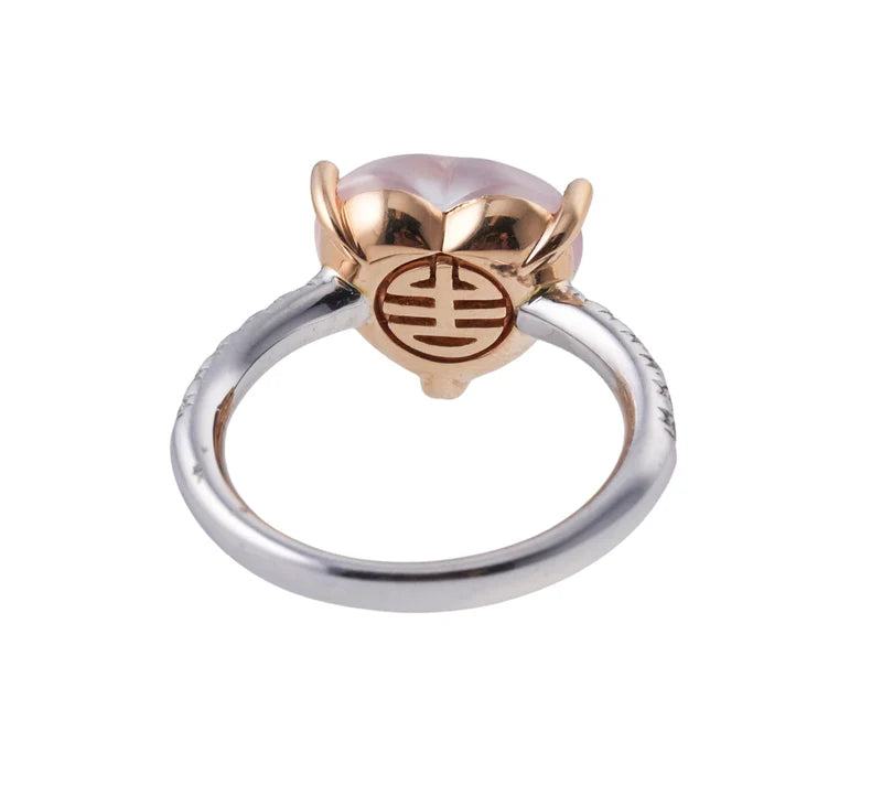 Mimi Milano Juliet Rose Quartz Diamond Gold Heart Ring