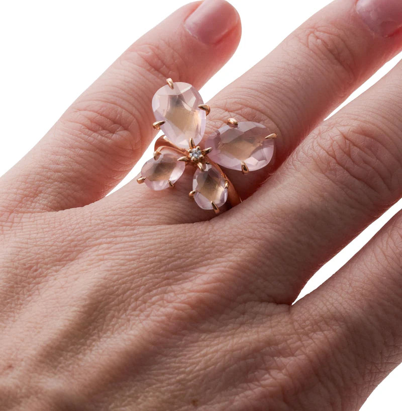 Mimi Milano Mila Quartz Diamond Gold Butterfly Ring