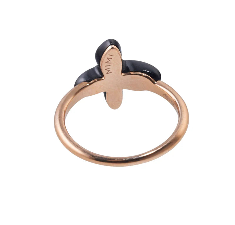 Mimi Milano Freevola Diamond Onyx Gold Butterfly Ring