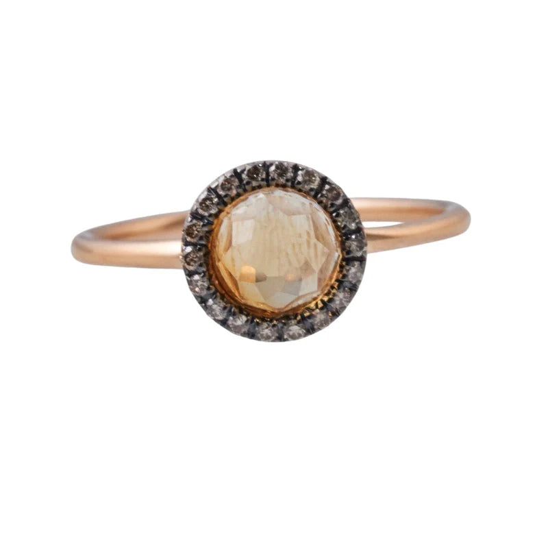 Mimi Milano Happy Fancy Diamond Citrine Gold Ring