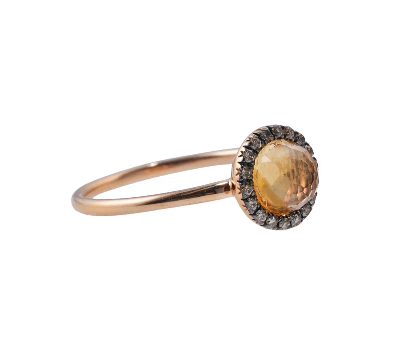 Mimi Milano Happy Fancy Diamond Citrine Gold Ring