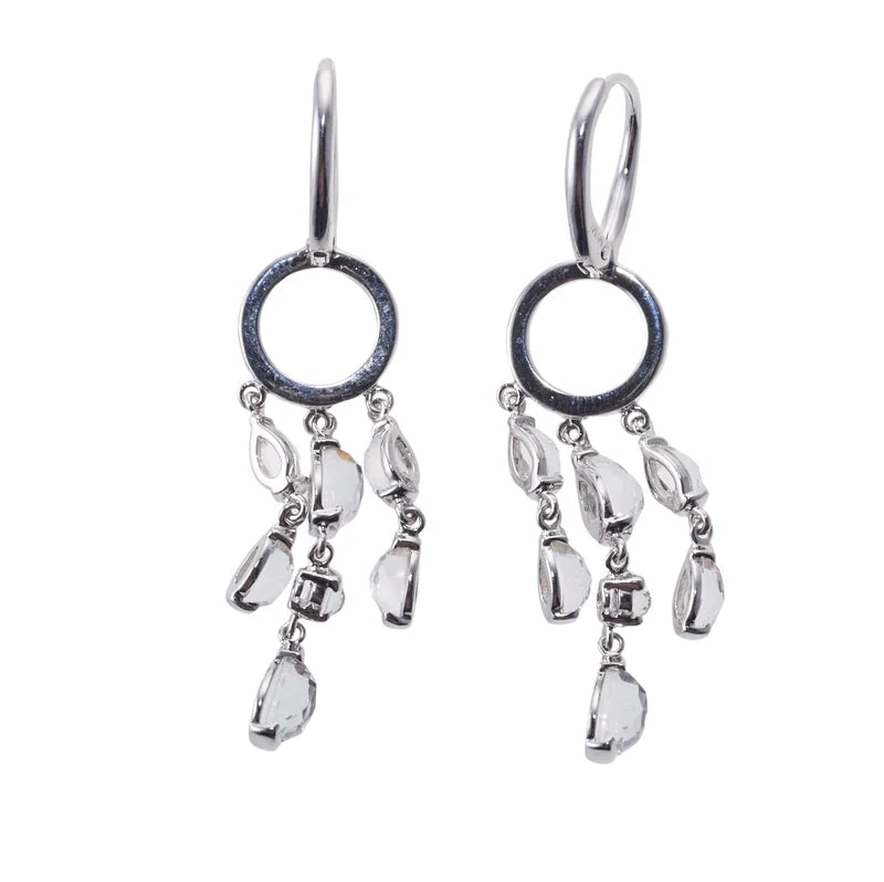 Mimi Milano White Topaz Diamond Gold Chandelier Earrings