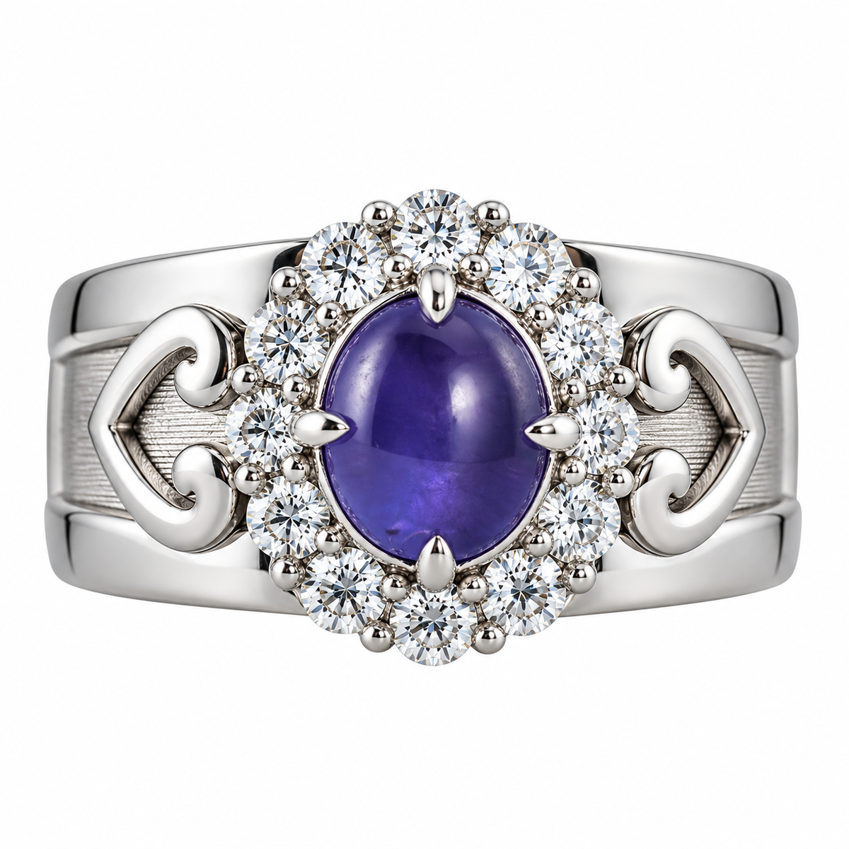 Jewel Studio 18k Gold Platinum 2.83ct Sapphire Diamond Ring