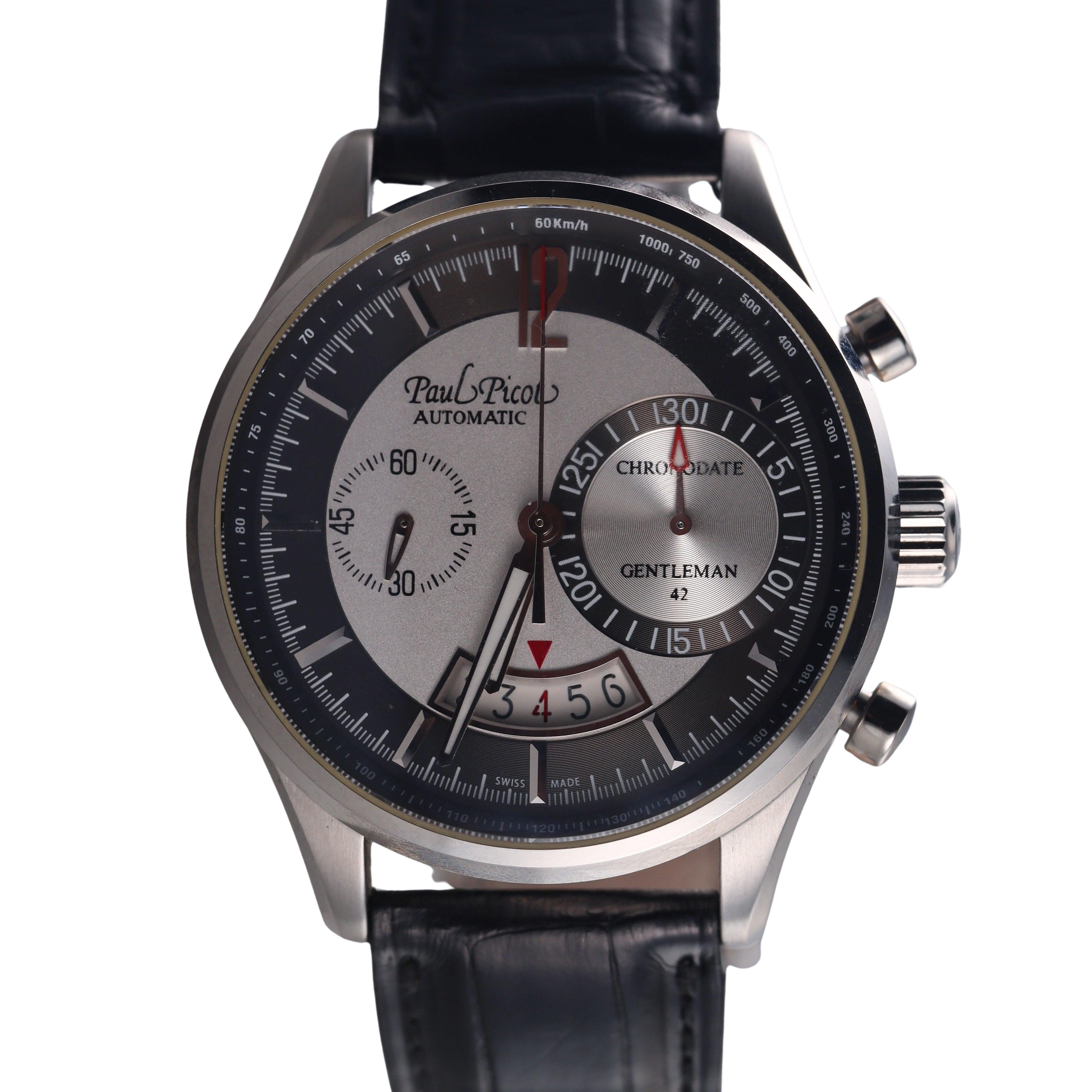 Paul Picot Gentleman 42 Chronodate Watch PBT2134-2 New Old Stock