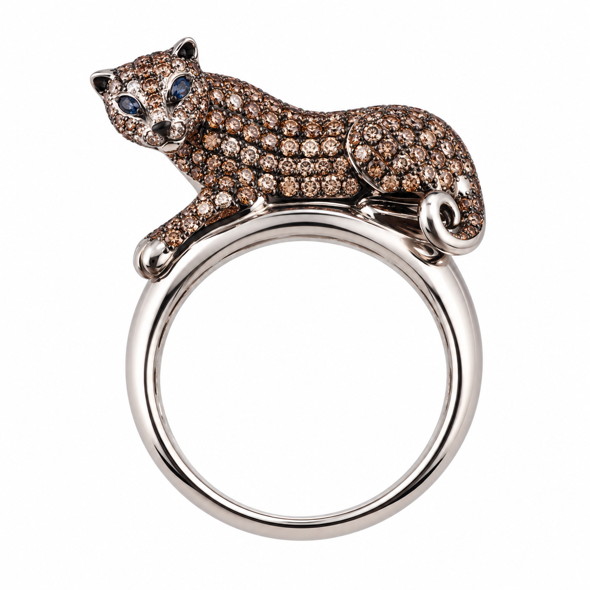 14k Gold Fancy Color Diamond Panther Ring
