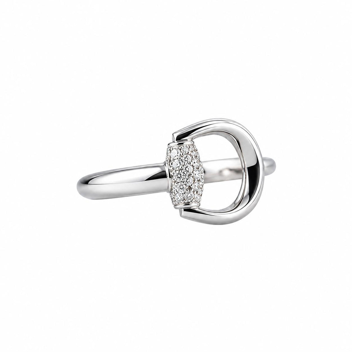 Gucci Horsebit 18k White Gold Diamond Ring