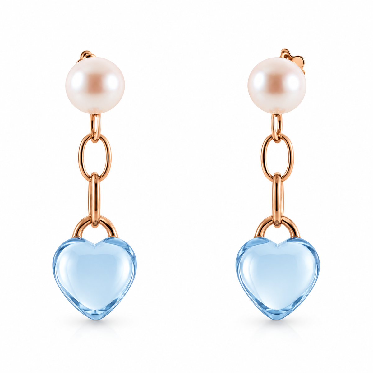 Mimi Milano Juliet Heart Blue Topaz Gold Drop Earrings