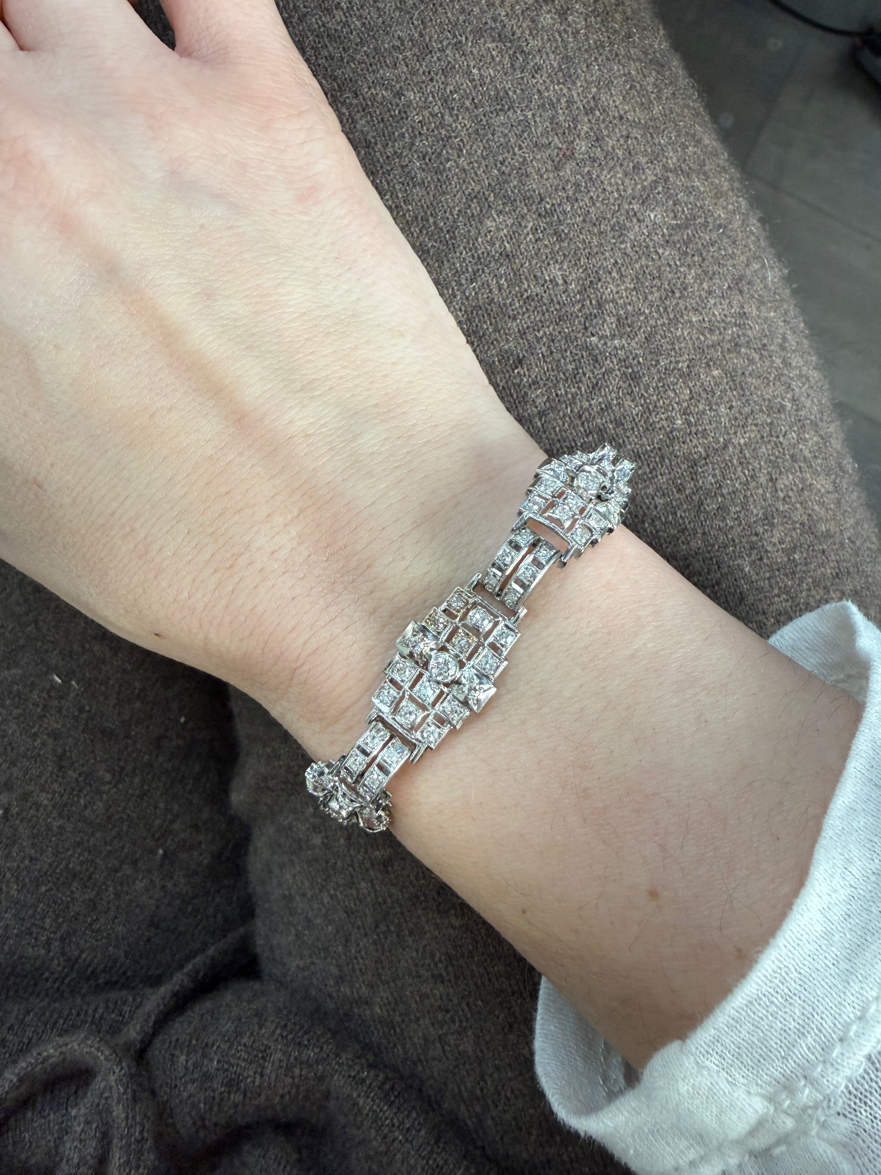 Mid Century Platinum Diamond Bracelet