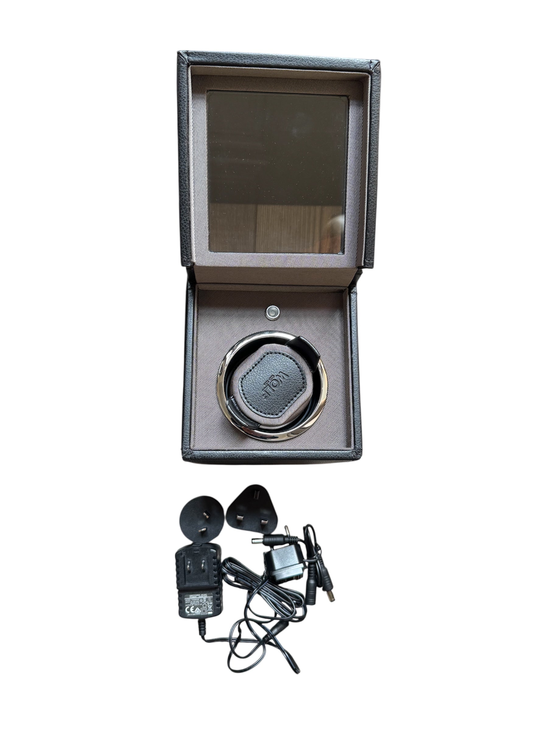 Wolf Cub Black Single Watch Winder with Cover