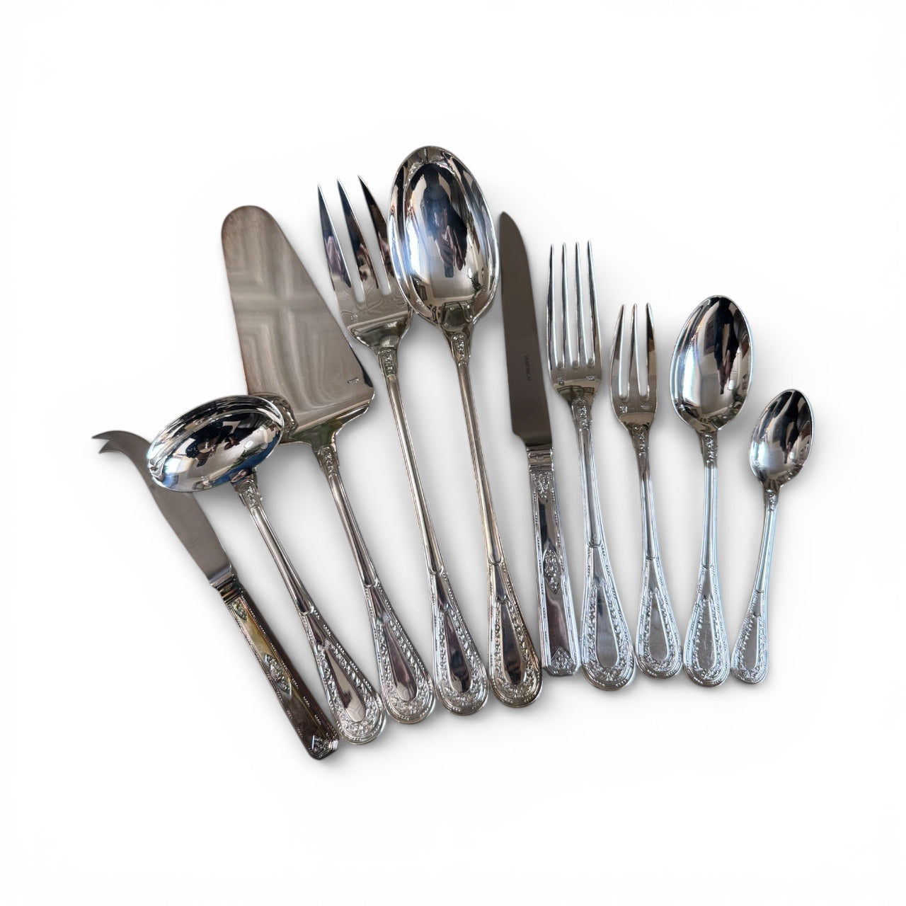 Puiforcat Monthelie Silver Platted Flatware Set 91 pc