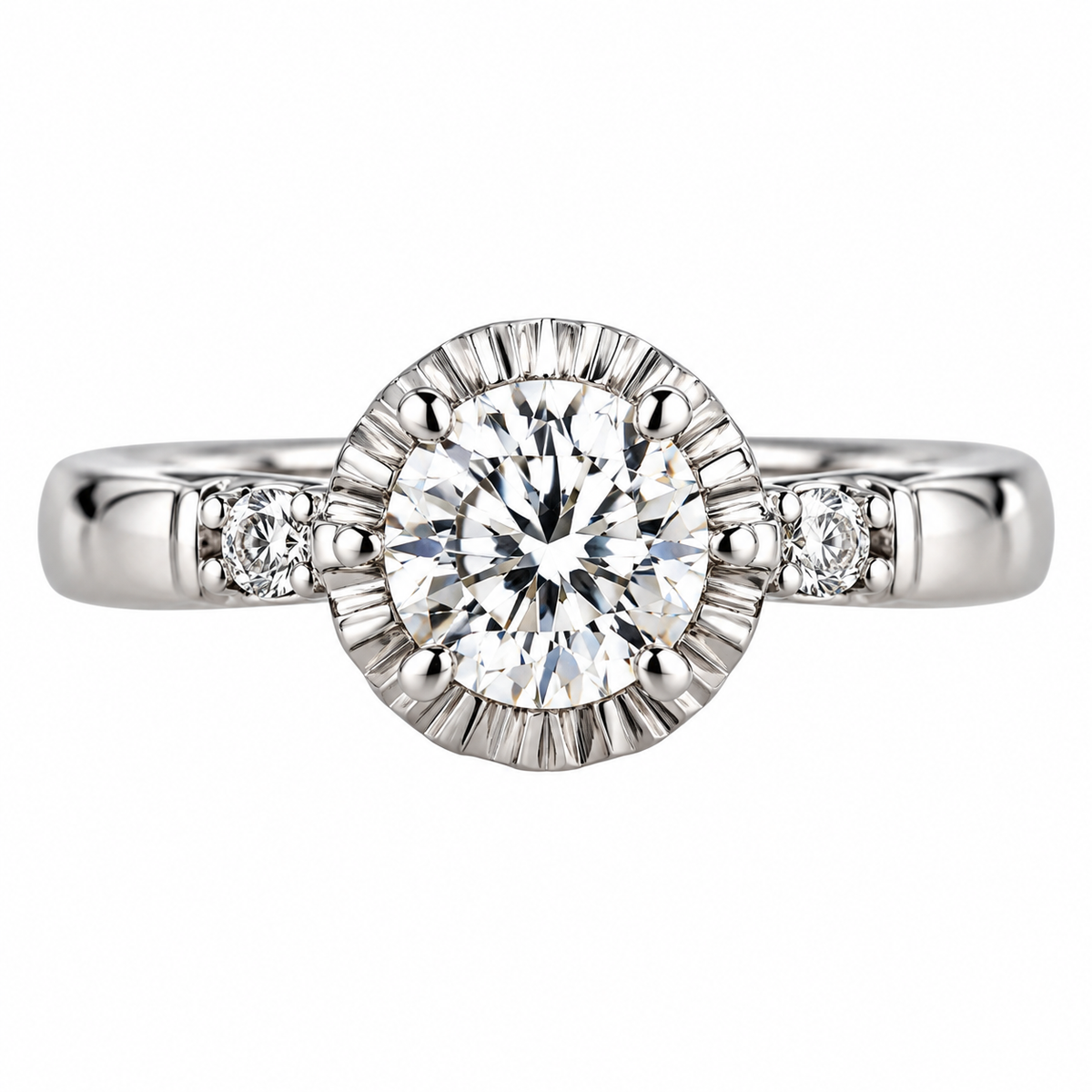 Mid Century Platinum Diamond Engagement Ring