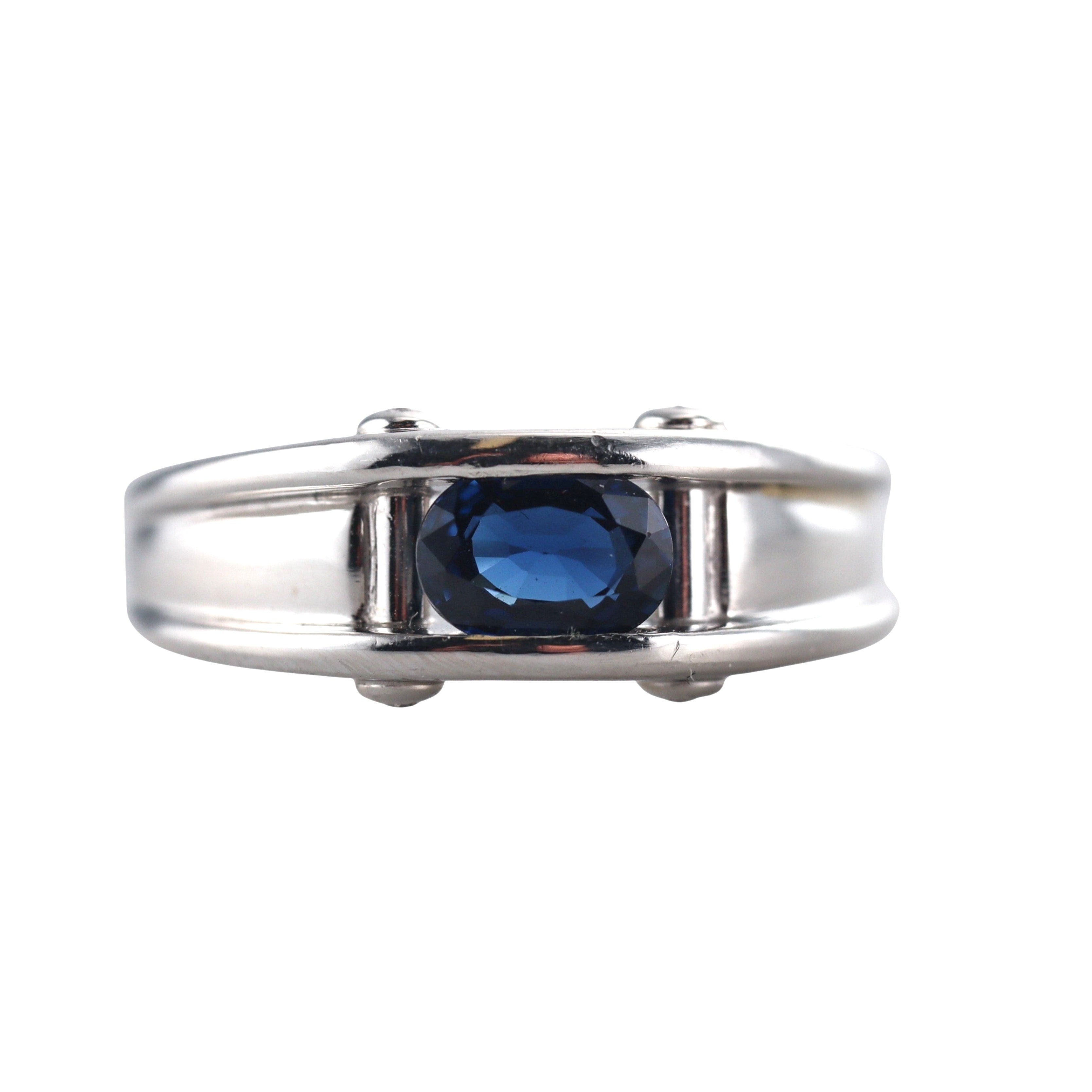 Platinum 0.99CT Sapphire Diamond Ring