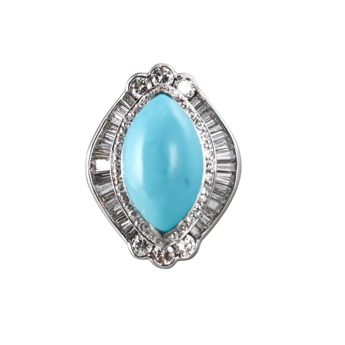 Platinum Diamond Turquoise Cocktail Ring