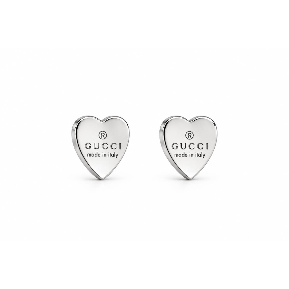 Gucci Trademark Heart Sterling Silver Stud Earrings