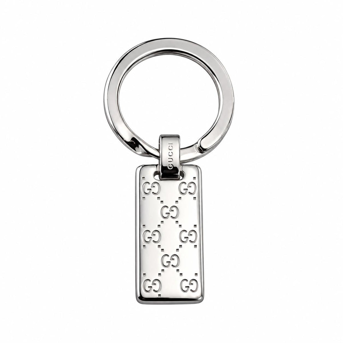 Gucci Signature GG Engraved Sterling Silver Key Ring
