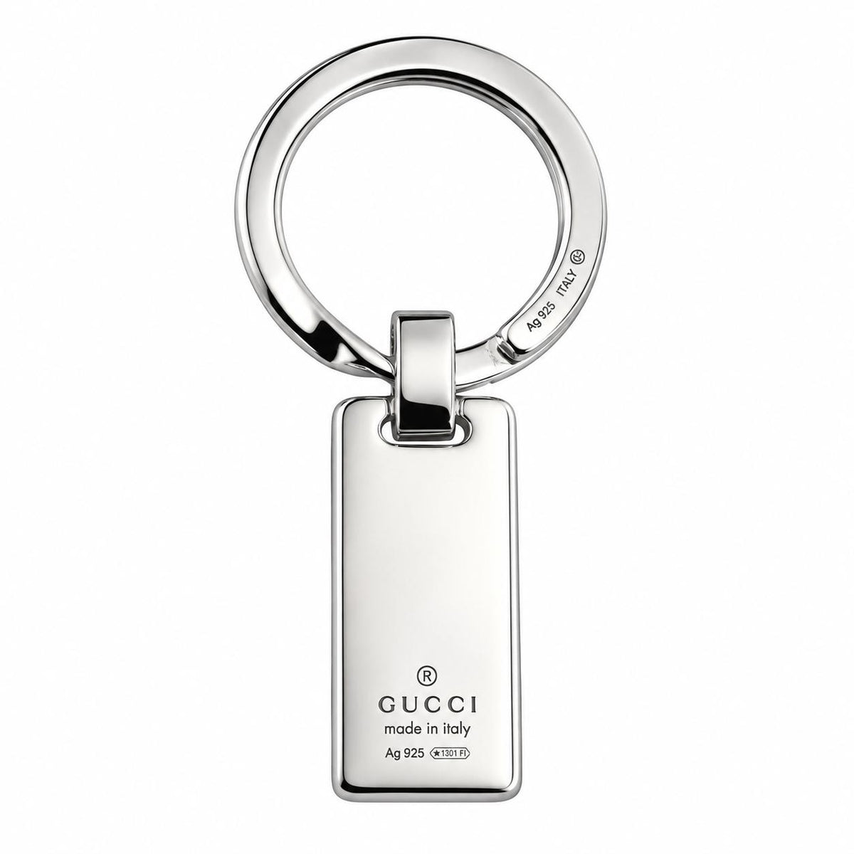 Gucci Signature GG Engraved Sterling Silver Key Ring