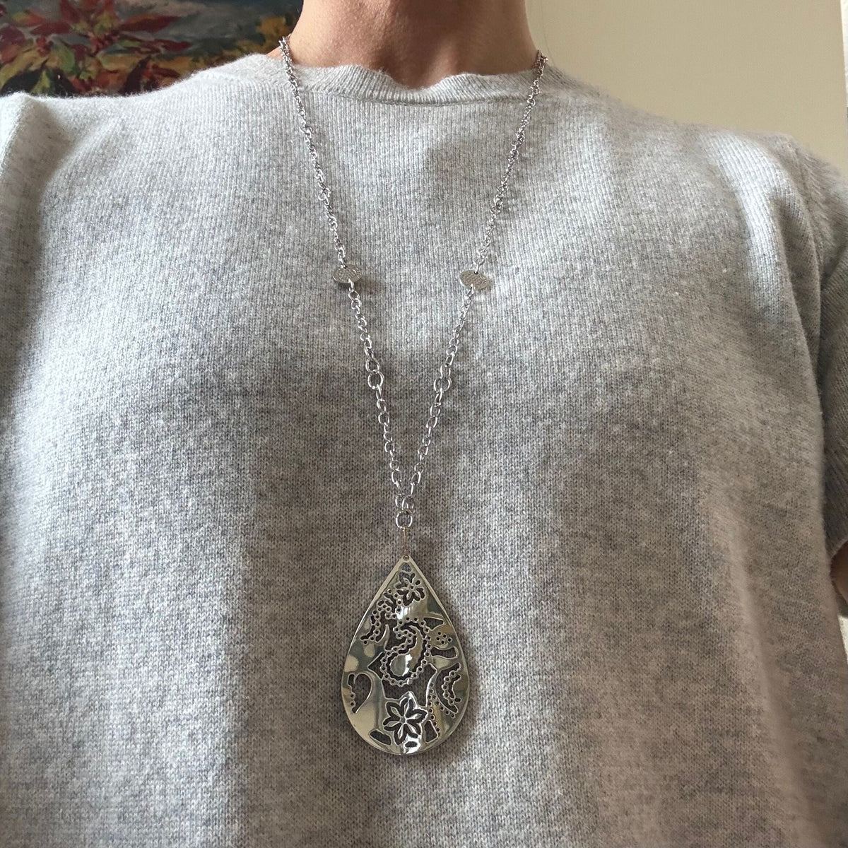 Rebecca Sterling Silver Teardrop Pendant Necklace