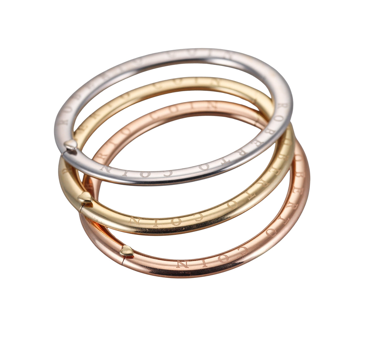 Roberto Coin Vintage White Gold Oval Engraved Hinged Bangle Bracelet