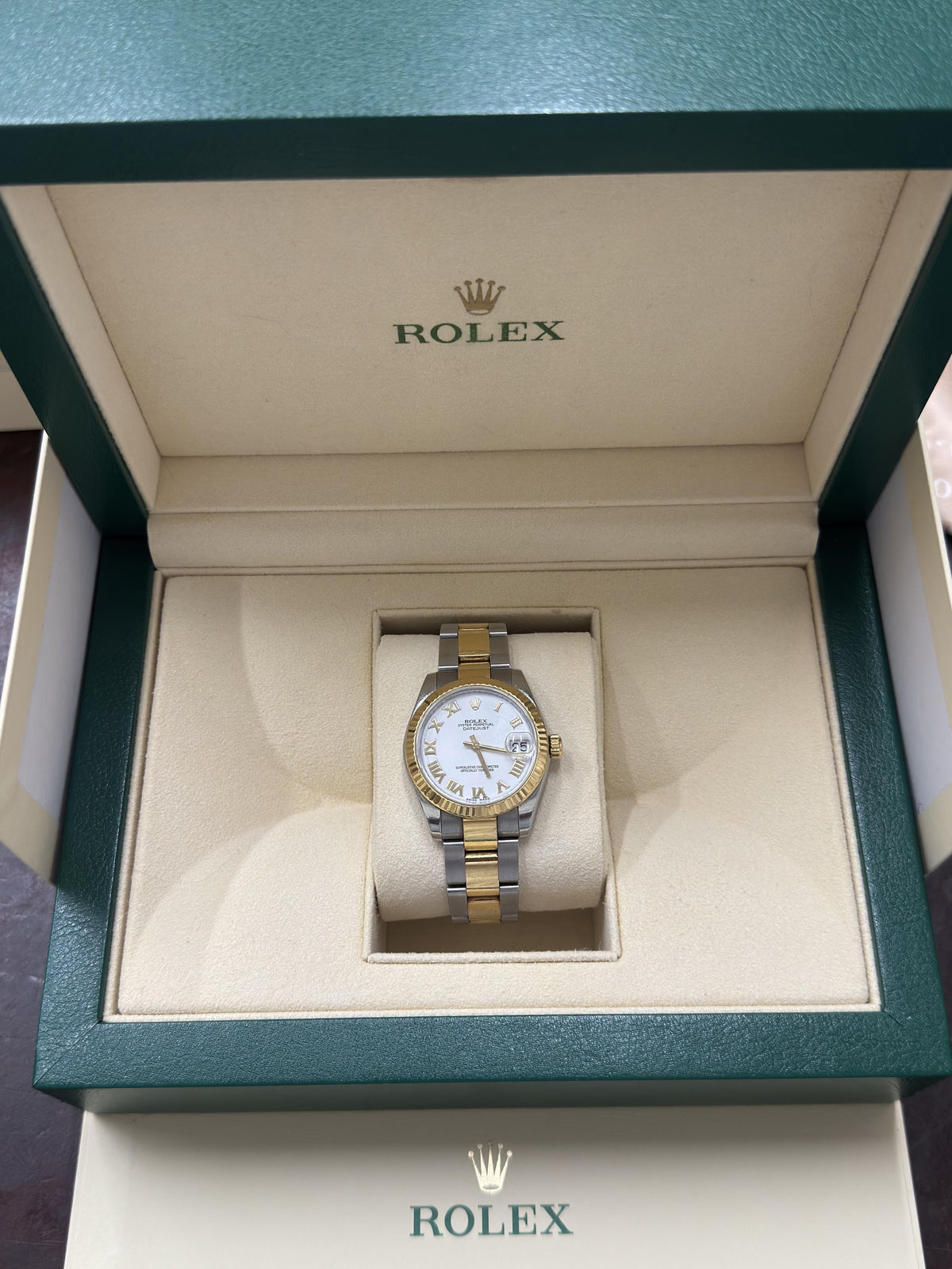 Rolex Datejust 31mm 18k Gold Steel Roman Dial Automatic Watch 178273